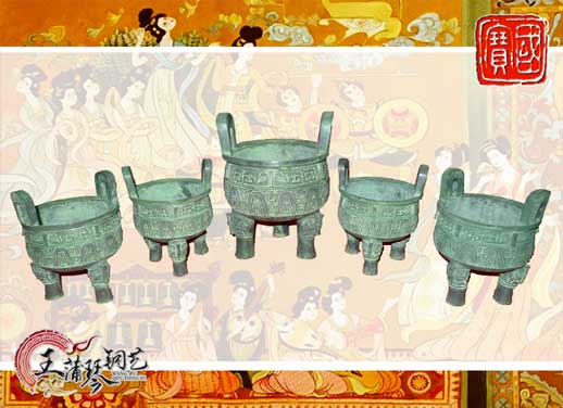 銅鼎，銅五鼎，中國鼎，佛像用鼎